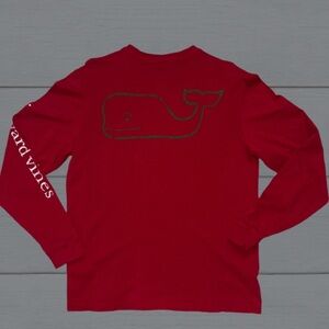 Vineyard Vines Long Sleeve Whale Logo Tee Shirt Red Men’s Size Small